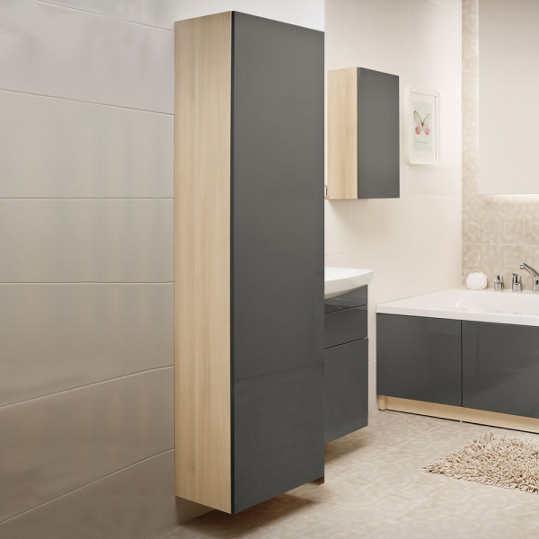 Шкаф-пенал Cersanit Smart ясень, серый