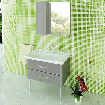 Тумба-умывальник Comforty "Рим-80" серая с раковиной Comforty XD-S80 (без ножек)