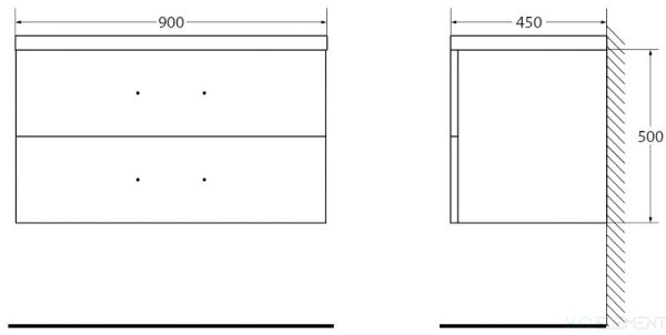 Belbagno База под раковину подвесная с двумя выкатными ящиками, AURORA-900-2C-SO-RGB