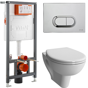 Комплект унитаза с инсталляцией Vitra S20 9004B003-7202 с сиденьем и кнопкой
