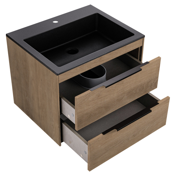 Тумба без раковины Vincea Chiara 2D 600 подвесная, N.Oak, VMC-2C2600NO