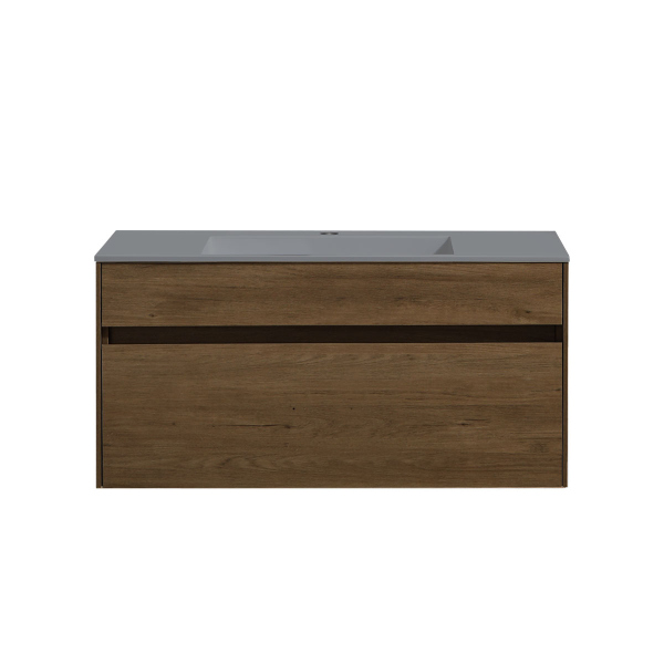 Тумба с раковиной Vincea Chiara 1000 подвесная, 1 выкатной ящик soft-close, T.Oak, VMC-2C100TO+VCB-13100W