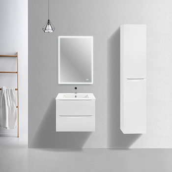 Тумба с раковиной Vincea Mia Slim 600 подвесная, G.White, VMC-2MC600S1GW+VBS-13960S2