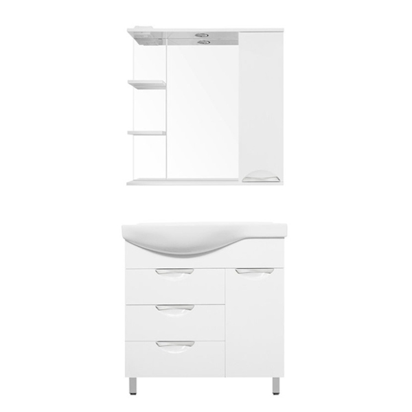 Тумба для комплекта Style Line Жасмин 82 R белая, с бельевой корзиной