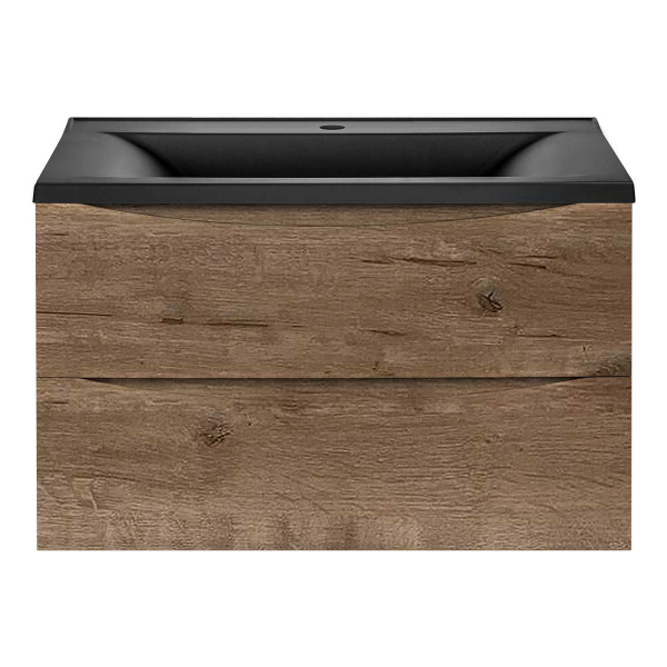 Тумба с раковиной Vincea Mia 750 подвесная, 2 выкатных ящика soft close, V.Oak, VMC-2MA750VO+VCB-3M750W