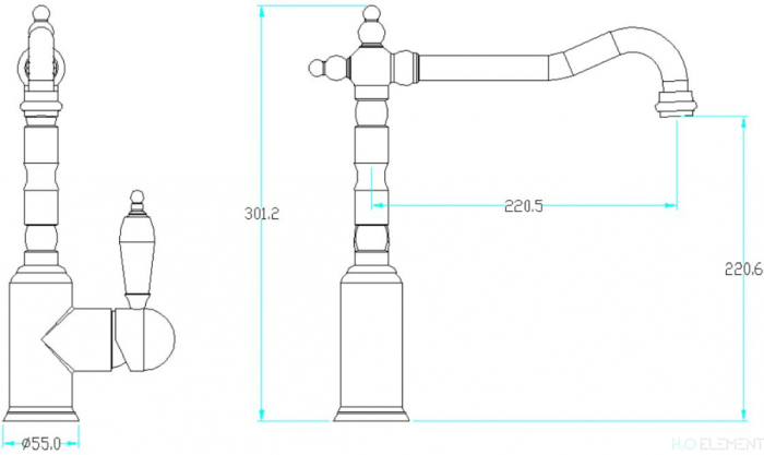 Смеситель Boheme Tradizionale Oro 103 для кухонной мойки