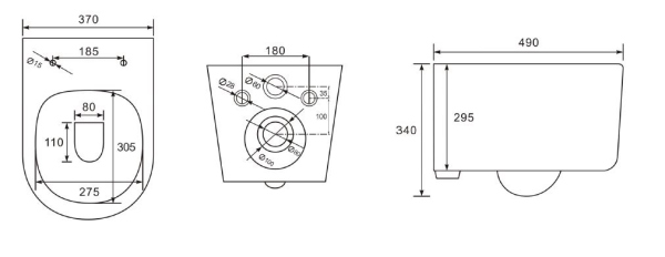 Унитаз-компакт подвесной безободковый AQUATEK МИЯ AQ2004-MB 490*370*340 мм, черный матовый