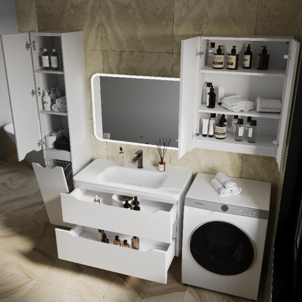 Тумба без раковины Style Line подвесная "Марелла 90" (2 ящ.) белый матовый, PLUS, СС-00002413