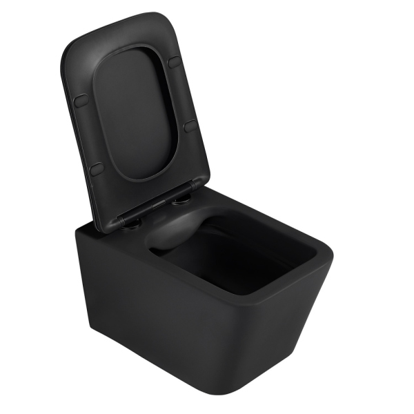 Комплект подвесной унитаз ABBER Rechteck черный матовый с инсталляцией и кнопкой белая матовая