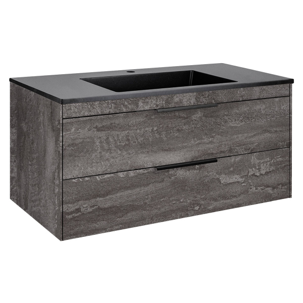 Тумба с раковиной Vincea Chiara 2D 1000 подвесная, G.Stone, VMC-2C2100GS+VCB-13100B