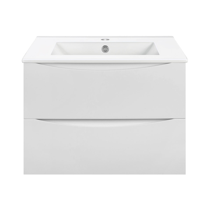 Тумба с раковиной Vincea Mia 600 подвесная, 2 выкатных ящика soft close, G.White, VMC-2MC600GW+VBS-13960MB