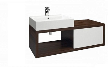 Тумба под раковину Dreja Storm Kube 72530 левосторонняя, белый/орех