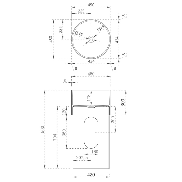Раковина отдельностоящая прозрачная ABBER Kristall AT2701Rubin-H красная