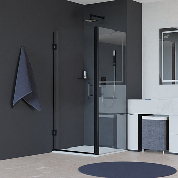 Душевой уголок RGW HO-045-B (HO-011B + Z-050-2B + держ), 350604561-014, Чёрный, 60*110*195