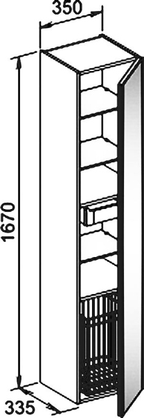 Шкаф-пенал Keuco Royal Reflex стекло антрацит, с корзиной