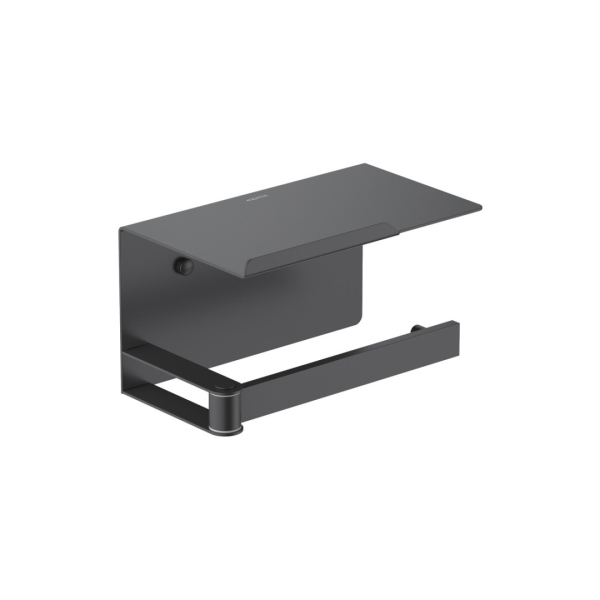 Держатель туалетной бумаги Aquatek Лира AQ4929MB с полкой Черный матовый