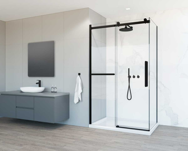 Душевой уголок Vincea Como Soft VSR-1CS1012CLB, 1200*1000, черный, стекло прозрачное