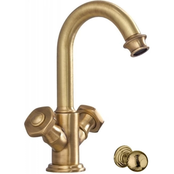 APHRODITE-LS2-02-M Смеситель на раковину с донным клапаном, исполнение бронза, ручки Шар