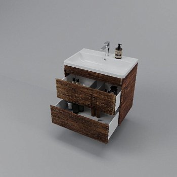 Тумба без раковины подвесная Style Line "Атлантика 70", Люкс старое дерево, СС-00002340