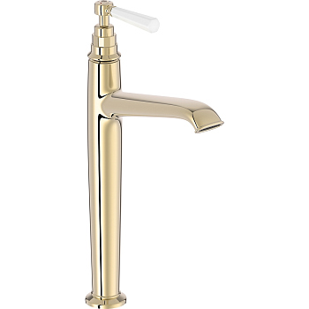 E24309-BGG CLEO 1889 смеситель для раковины высокий,без донного клапана бежевое золото