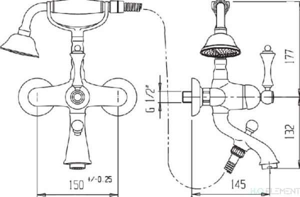 Смеситель Cezares Margot VDM-BLC для ванны с душем, белый