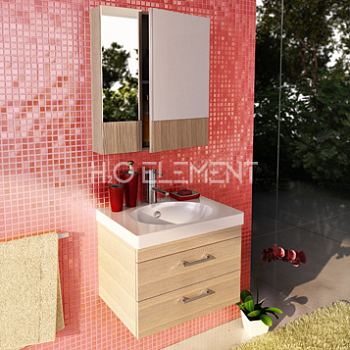 Тумба-умывальник Comforty "Ницца-60" подвесная сосна лоредо с раковиной "Eggo 60"/"Next 60"