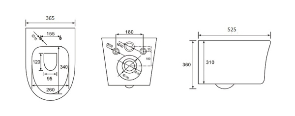 Унитаз подвесной безободковый AQUATEK НИКА AQ2009-00 525*365*360 мм