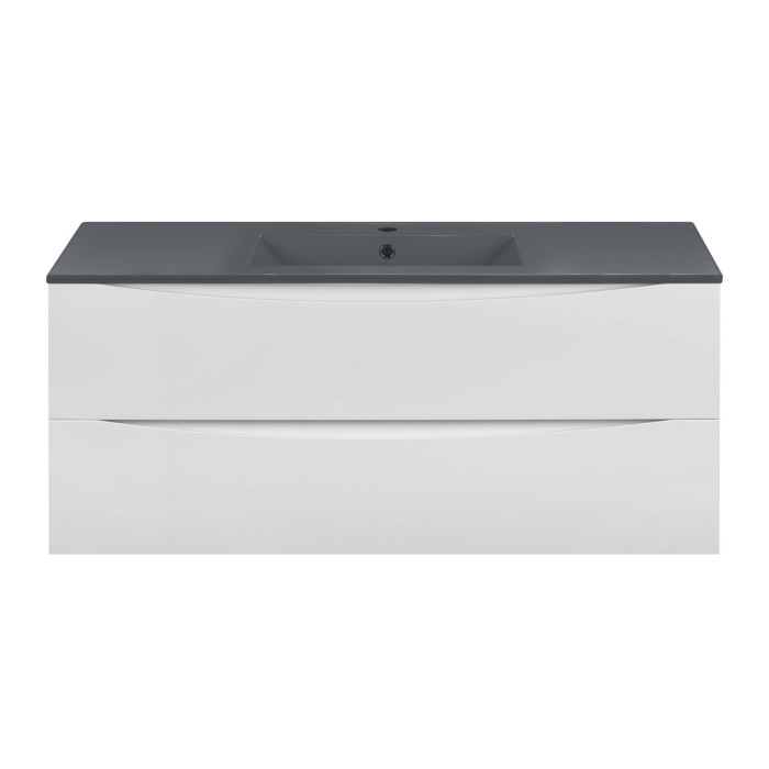 Тумба с раковиной Vincea Mia 1200 подвесная, 2 выкатных ящика soft close, G.White, VMC-2MC120GW+VBS-13120MA