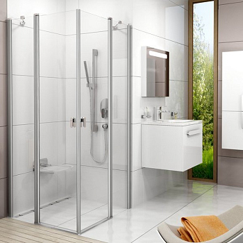 CRV2-90 дверь CHROME для комбинации с дверью или стенкой блестящий+стекло Transparent