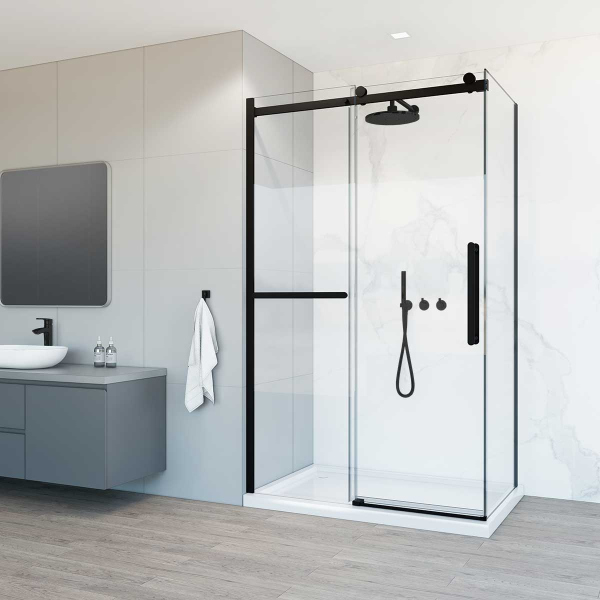 Душевой уголок Vincea Como Soft VSR-1CS9012CLB, 1200*900, черный, стекло прозрачное