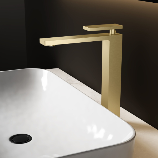 Смеситель для раковины Vincea Dice VBF-2DS2BG однорычажный, брашированное золото