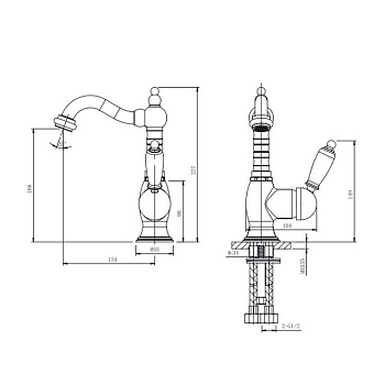 Смеситель умывальник с д/к и подводкой (бронза) Caprigo, 02-524-vot