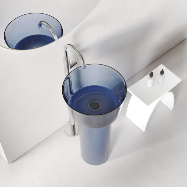 Раковина отдельностоящая прозрачная ABBER Kristall AT2702Saphir синяя