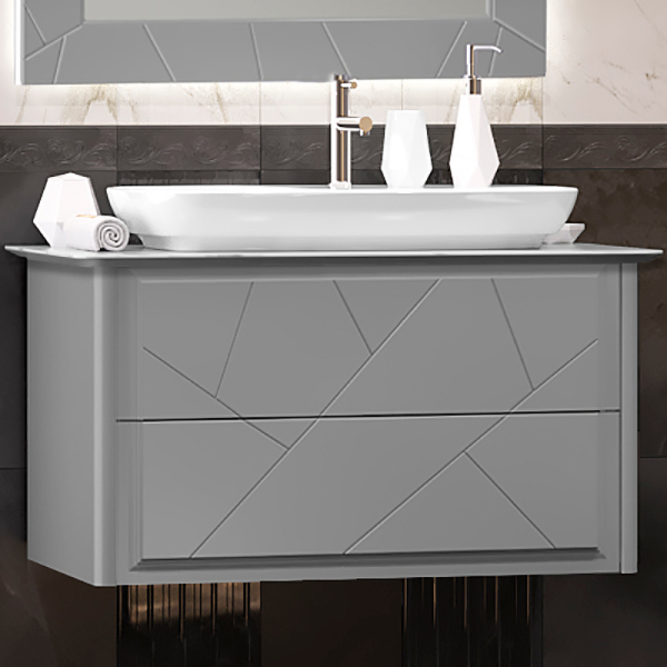 Тумба без раковины Opadiris Луиджи 90 подвесная, серый матовый, 00-00005940