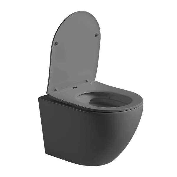 Унитаз подвесной Vincea Globo VT1-14SMA безободковый, цвет антрацит мат., сиденье soft-close