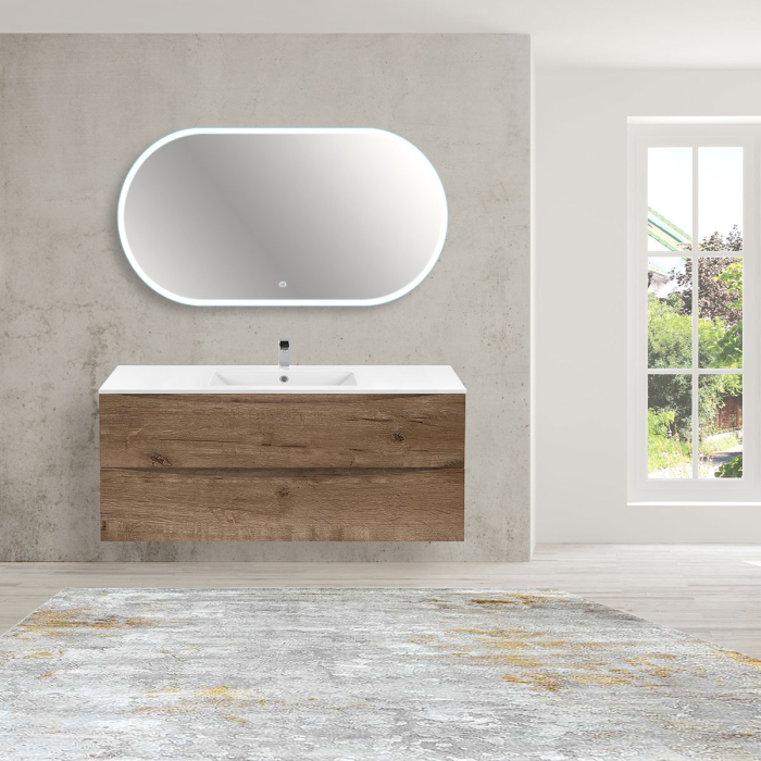 Тумба с раковиной Vincea Mia 1200 подвесная, 2 выкатных ящика soft close, V.Oak, VMC-2MC120VO+VBS-13123