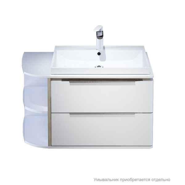 Тумба для ванной комнаты, подвесная, белая/под дерево, 80 см, Calipso, IDDIS, CAL80W0i95