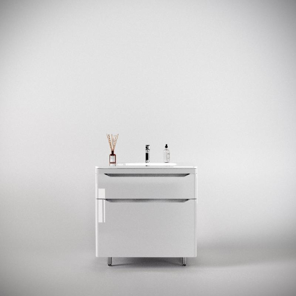 Тумба без раковины Style Line напольная "Марелла 80" (2 ящ.) белый глянец, PLUS, СС-00002402