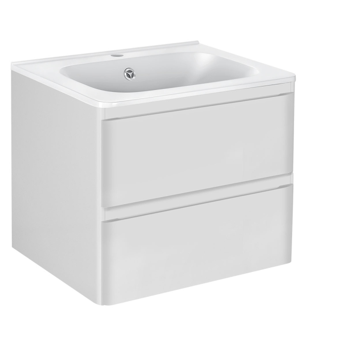 Тумба с раковиной Vincea Vico 600 подвесная, 2 выкатных ящика soft close, G.White, VMC-2V600GW+VCB-2VP600W