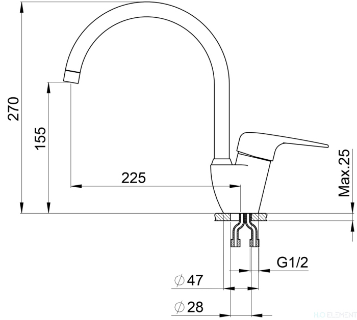 Смеситель для кухонной мойки Granula, GR-1024 брют