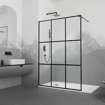 Перегородка для душа RGW WA-111B, 411011112-84, Чёрный, 120*195