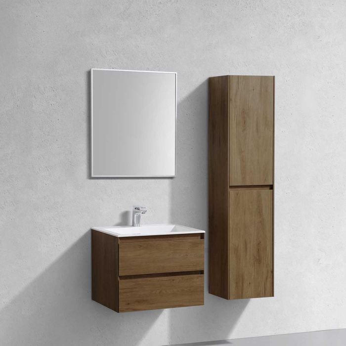 Тумба с раковиной Vincea Luka 600 подвесная, 2 выкатных ящика soft-close, T.Oak, VMC-2L600TO+VCB-13600B