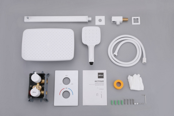 Душевая система ABBER Weiss Insel AF8051W скрытого монтажа без излива, термостат, белая