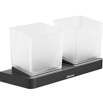 Держатель с двумя стаканами (стекло) TD 220.20 черный