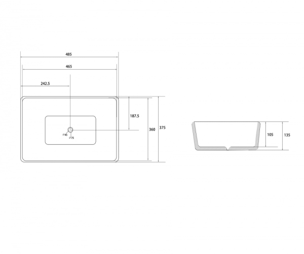 Раковина накладная ABBER Rechteck AC2212BG матовое золото с черным