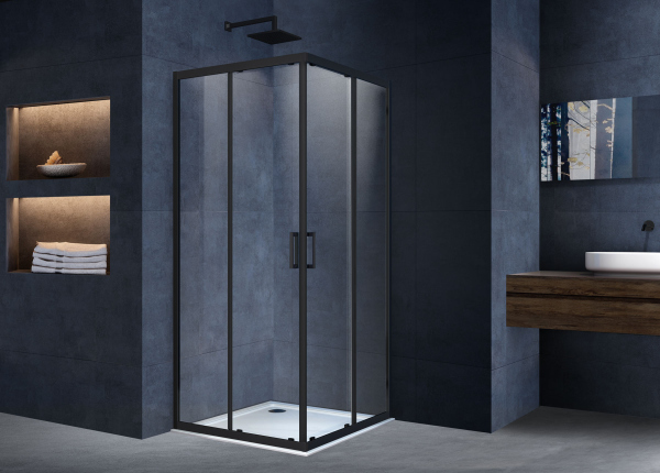 Душевой уголок Vincea Alpha VSS-3AL900CLB, 900*900, черный, стекло прозрачное
