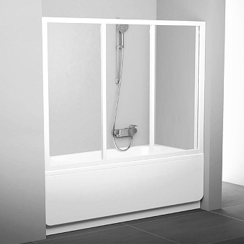 Шторка на ванну Ravak AVDP3-160 Transparent, профиль белый