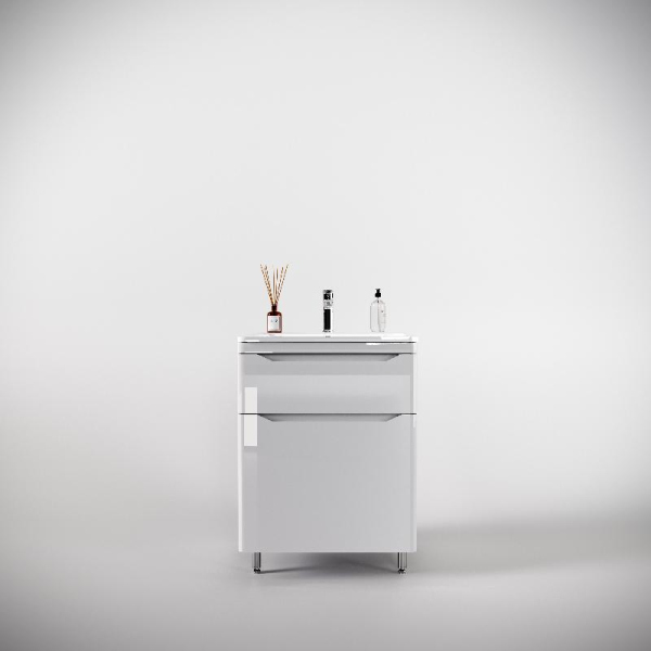 Тумба без раковины Style Line напольная "Марелла 60" (2 ящ.) белый глянец, PLUS, СС-00002396