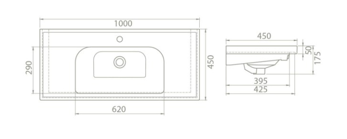 Мебельная раковина Smile CeraStyle Frame 100