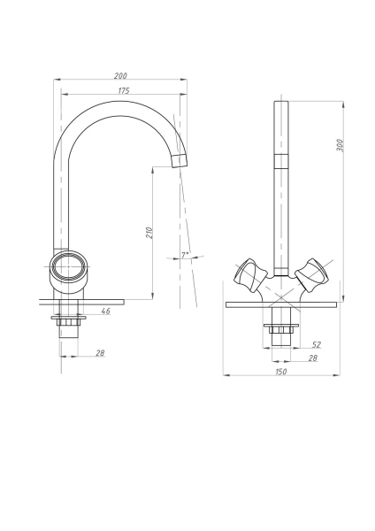 Смеситель для кухни FAUZT FZs-202-39 тип См-МДЦБА